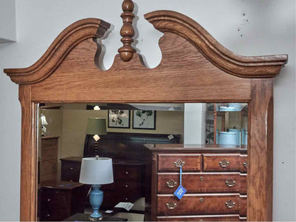 Jamestown Sterling Oak 7 Drawer Dresser with Pediment Mirror