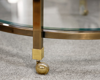 Round Chrome and Glass Coffee Table