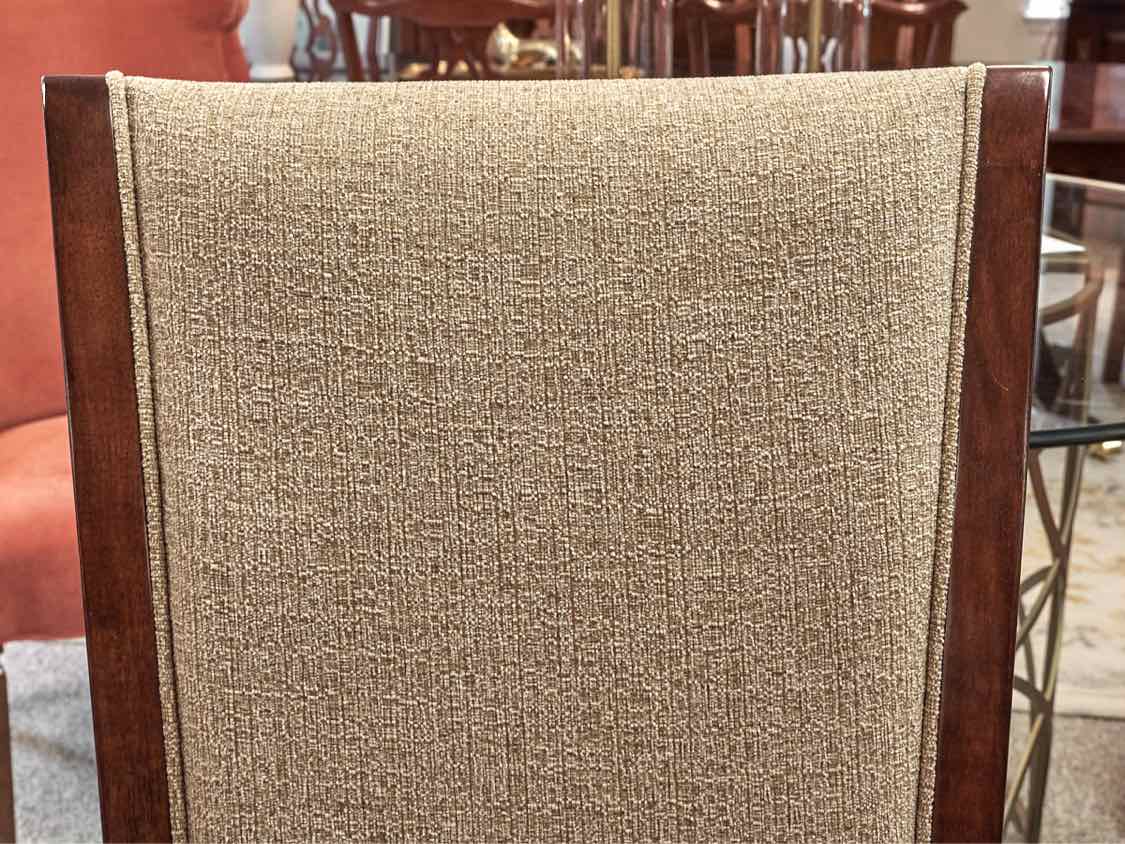 Dining Table in Inlaid Cherry Stain & Set of Eight Dining Chairs