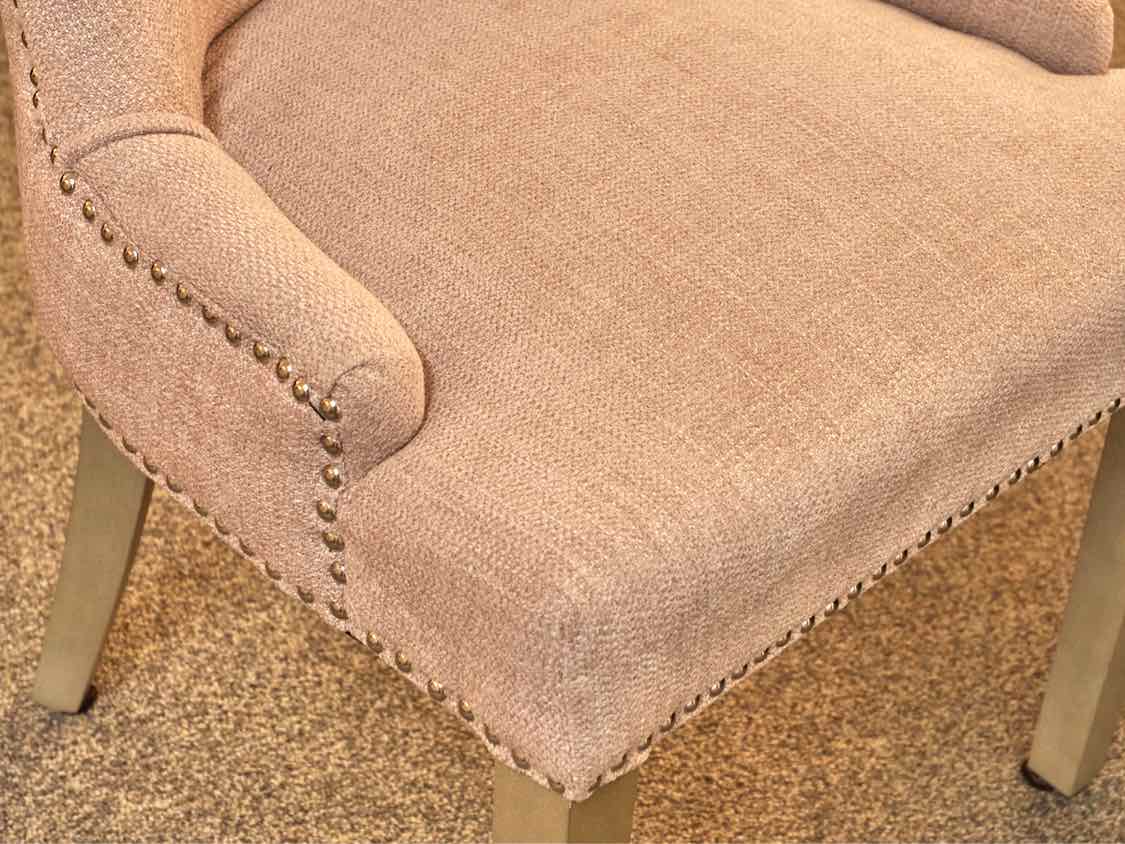 Blush Upholstered Office Chair with Nickel Nailhead