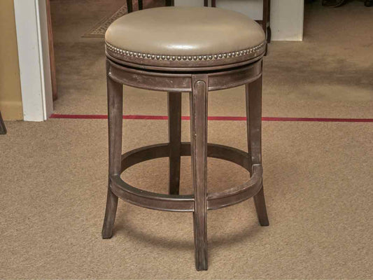 Set Of 3 Frontgate 'Anderson' Leather  Swivel  Counter Stools
