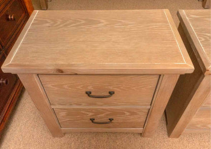 Pair Of Vaughan Bassett Driftwood Oak Finish 2 Drawer  Nightstands