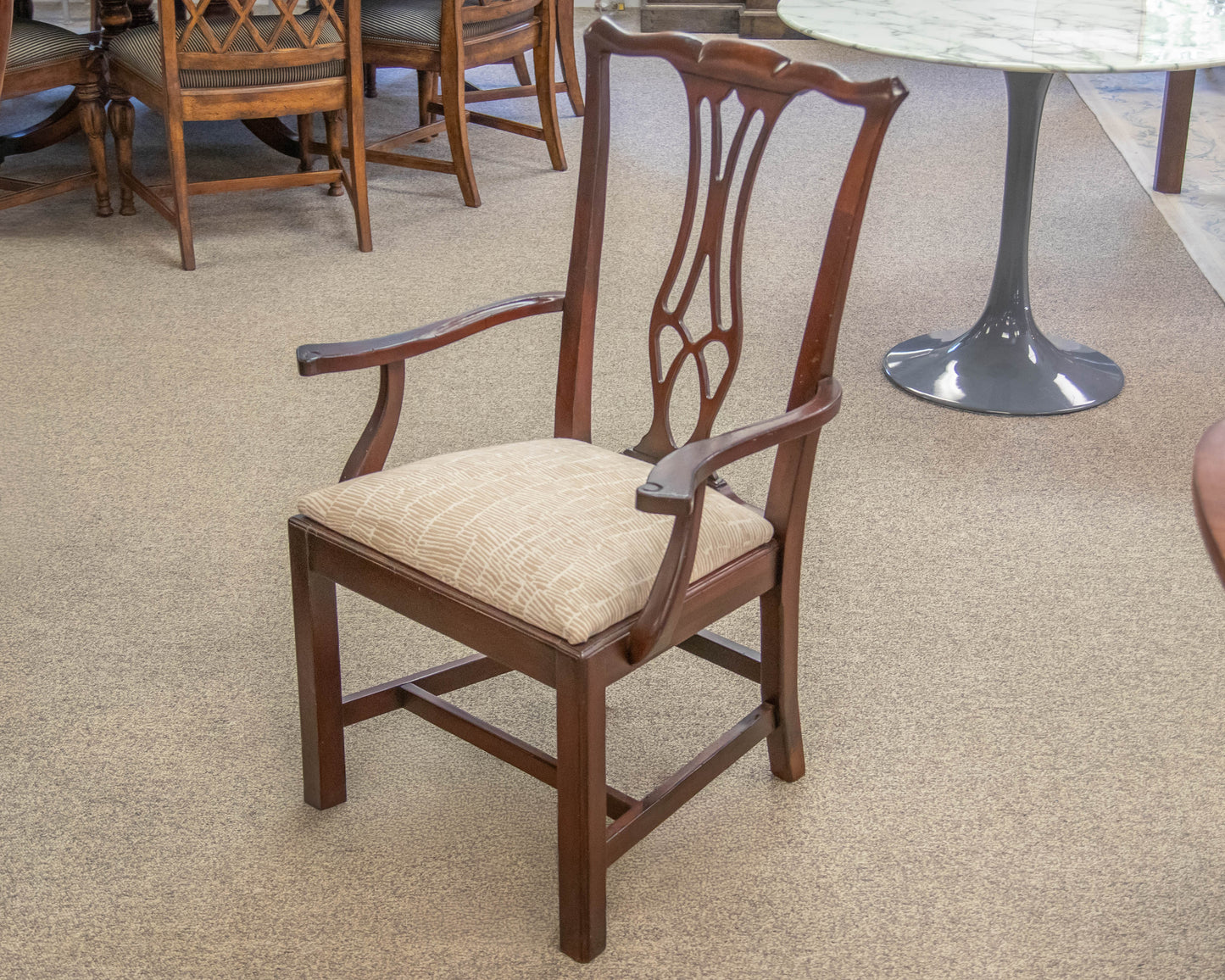 Set of Eight Solid Mahogany Chippendale Dining Chairs