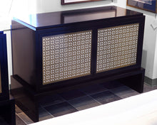 Storage Console Cabinet With Brass Metal Inlay