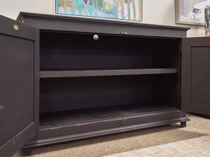 Arhaus Distressed Black Console with Pewter Latch & Trim