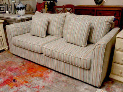Stanley Upholstered 2 Attached Back Cushion  In 'Ford Aqua Strripes' Sofa