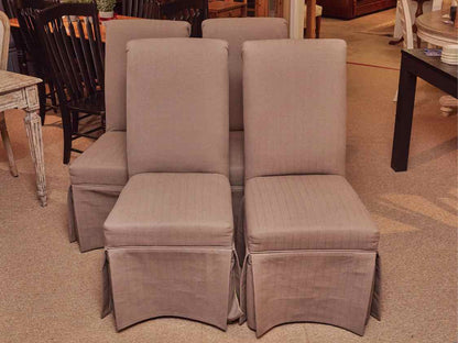 Set Of 4 'Magnetic Grey' Linen & Cotton Slipper Chairs Dining Chairs