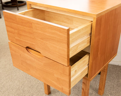 Pair of Cherry Two Drawer MCM Style Nightstands