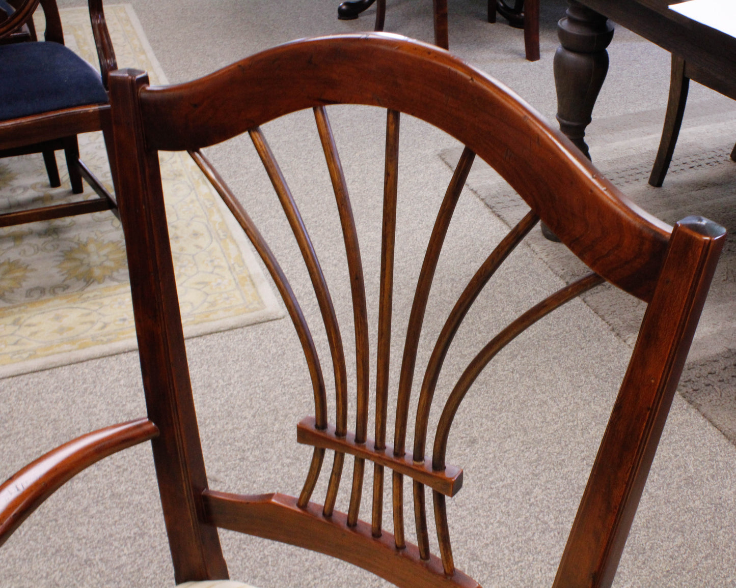 Dillon & Co English Dining Table with 2 Leaves & Set of 8 Wheat Shaff Chairs