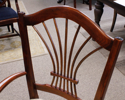 Dillon & Co English Dining Table with 2 Leaves & Set of 8 Wheat Shaff Chairs