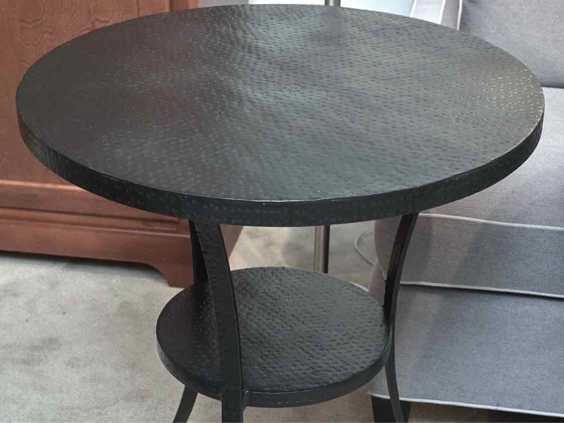 Pair Of Black Finish Metal Side Tables