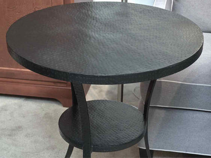Pair Of Black Finish Metal Side Tables