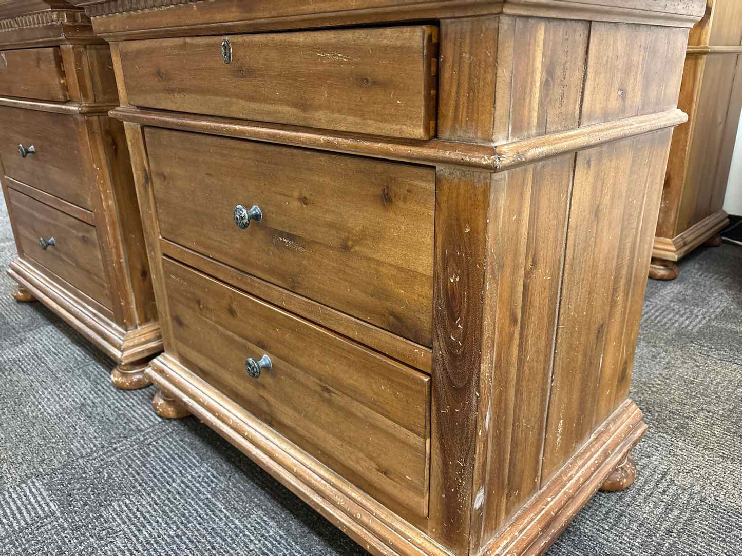 RH Pair of 'St. James' Nightstands in Antiqued Natural Finish
