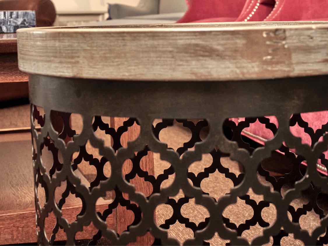Madison Park Round Grey Finish Metal Sides   Accent Table