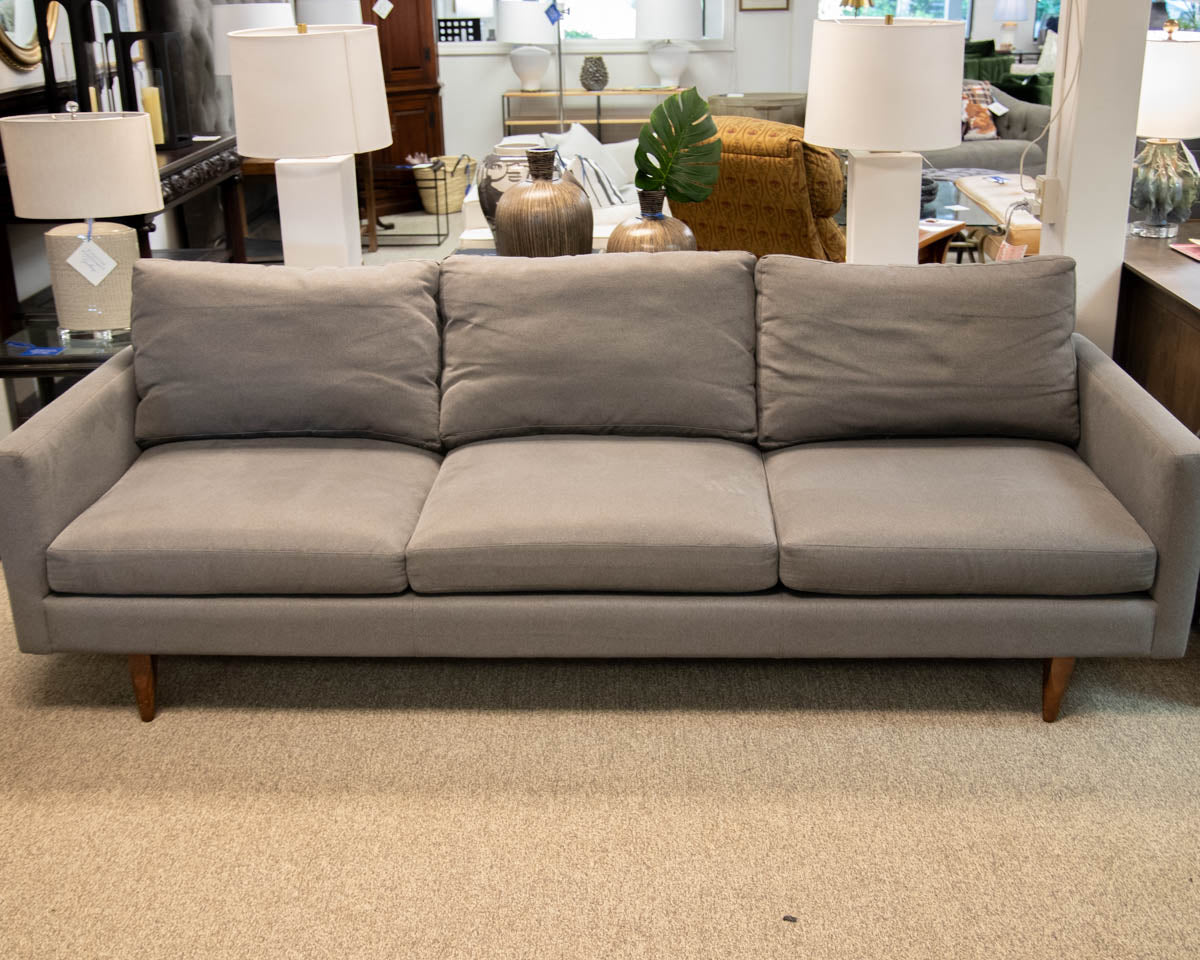 Room & Board Jasper 96" Sofa in Grey Performance Fabric on Walnut Legs