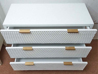 Adore Decor "Jolie' 3 Drawer White Finish Honeycomb Chest
