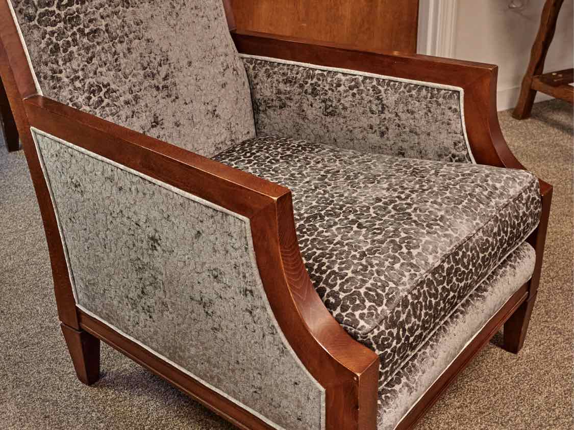 Pair of Custom Sam Moore Wooden Framed Arm Chairs