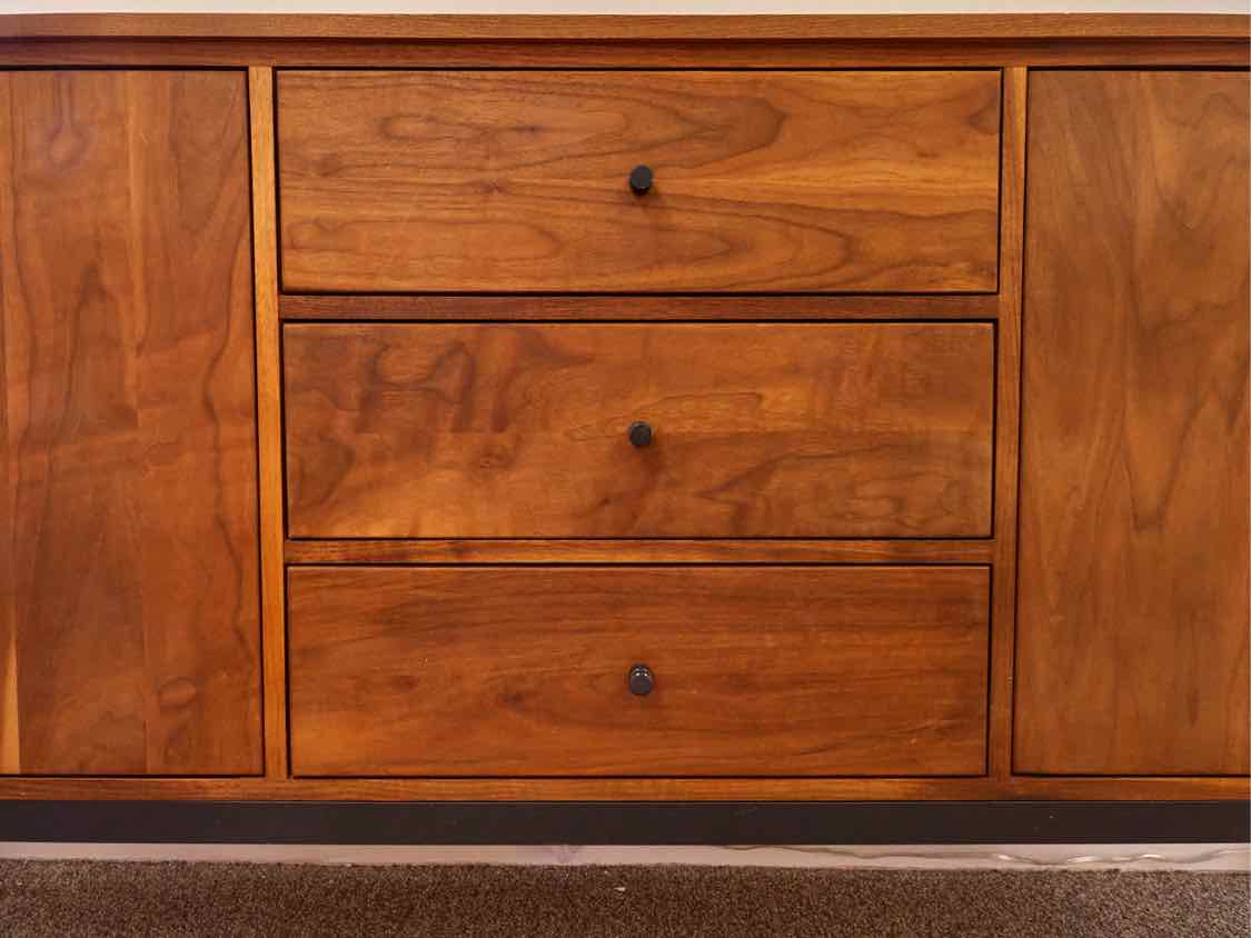 Room & Board Linear Storage Cabinet in Walnut on Natural Steel Frame