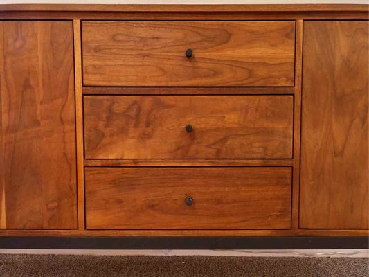Room & Board Linear Storage Cabinet in Walnut on Natural Steel Frame