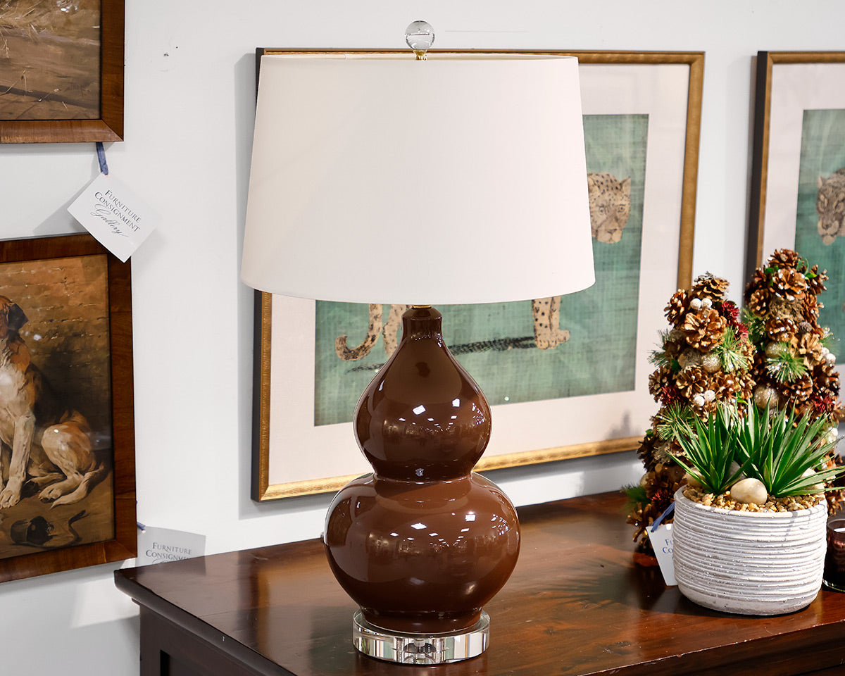 Porcelain Brown Gourd Vase Lamp