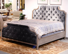King Bed in Gray w/ Button Tufts