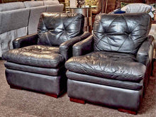 Pair Of  Dark Grey Leather Chairs