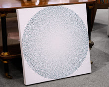 White and gray dot painted canvas