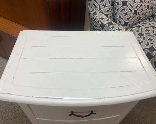 Rustic White 2 Drawer Nightstand with Twig Metal Handles