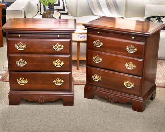 Pair of Kincaid Mahogany Two Drawer Nightstands
