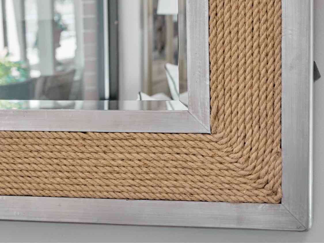 Pottery Barn Silver Mirror with Rope Trim