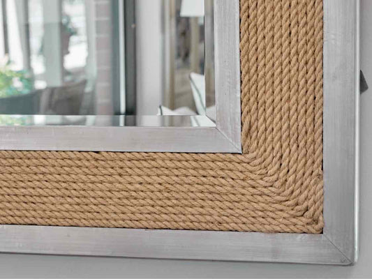 Pottery Barn Silver Mirror with Rope Trim