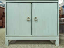 Gat Creek Tomlin Glass Cabinet Hand Glazed in Light Rain w/ Satin Knob & Pull