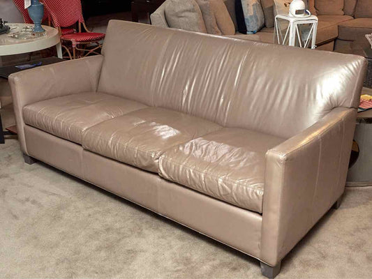 Boston Interiors Leather  Klyine  'Lustre Pebble' 3 Cushion  Sofa