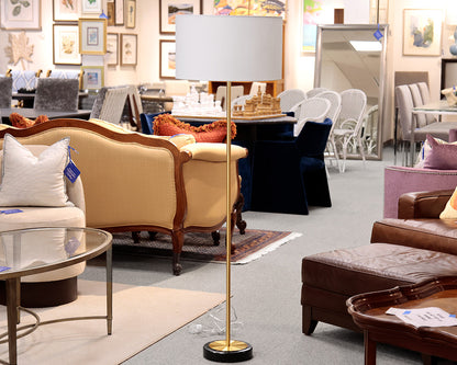 Drum Shade Metal Floor Lamp With Stone Base