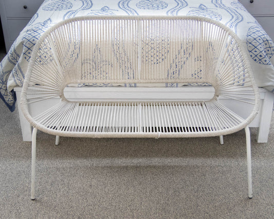 Mid-Century Modern Style Cord Wrapped Settee on Metal Frame