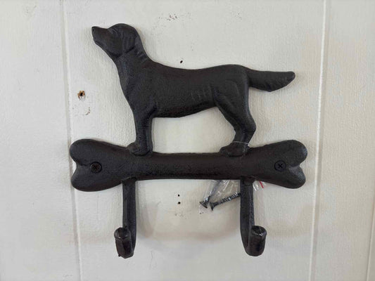 Cast Iron Dog W/ Bone Wall Hook