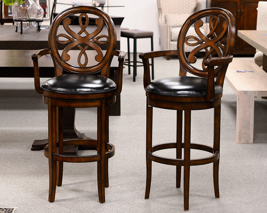 Set of 2 Swivel Bar Stools With Arms
