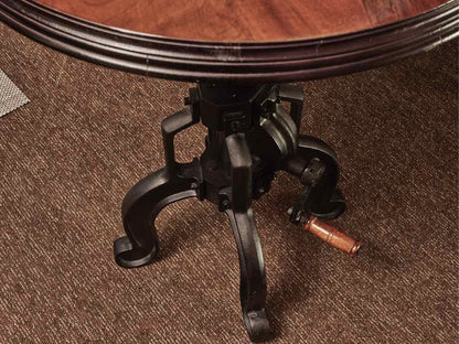 Cherry Top Round Iron Adjustable Height Accent Table
