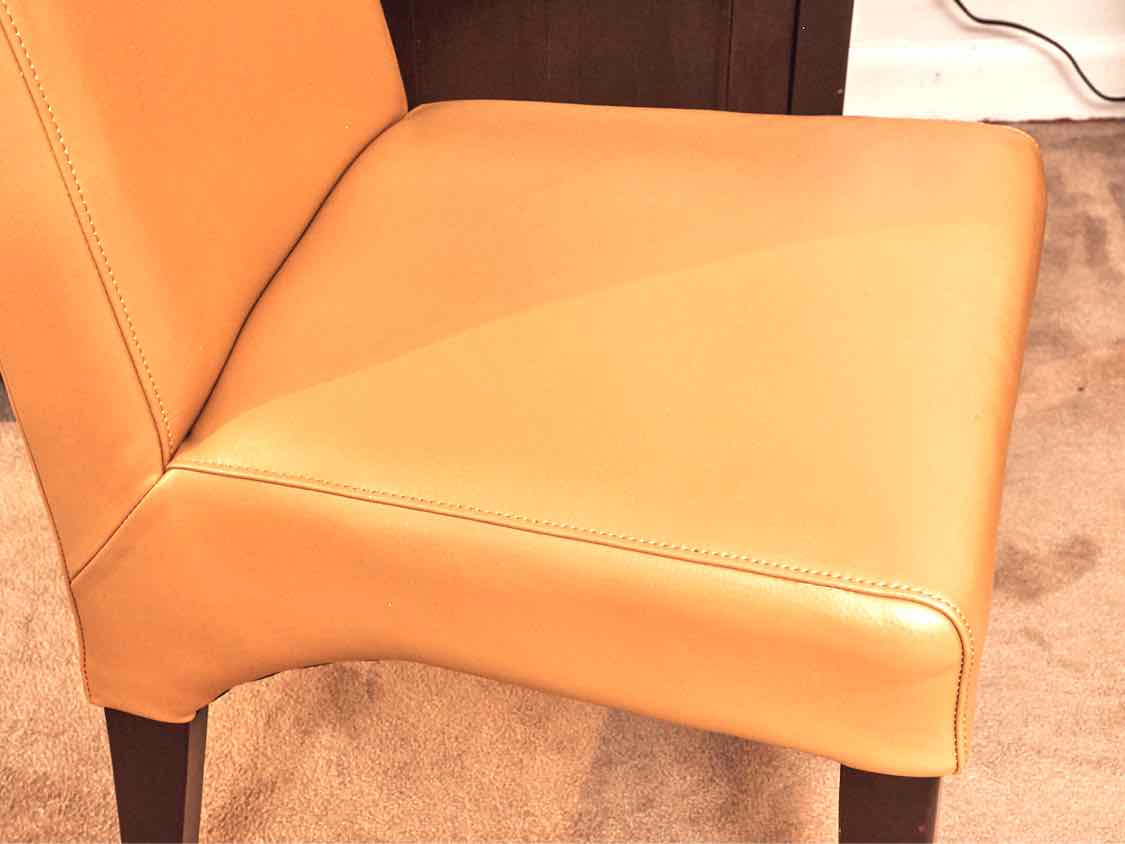 Pair Of Faux Leather 'Butterscotch' Espresso Legs Dining Chairs