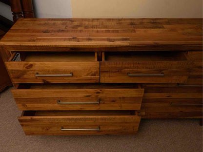 West Elm  'Alexa' Reclaimed Pine  Brass Finish Handles 7 Drawer Dresser