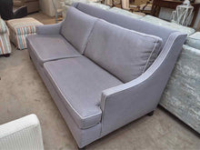 Crate & Barrel  Gray 2 Cushion Sofa with White Piping Trim
