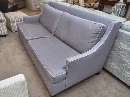 Crate & Barrel  Gray 2 Cushion Sofa with White Piping Trim