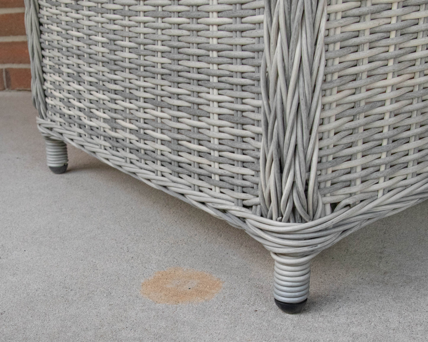 Pair Of SUNS All Weather Heather Grey Wicker Highback Chairs & Ottomans