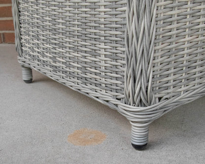 Pair Of SUNS All Weather Heather Grey Wicker Highback Chairs & Ottomans