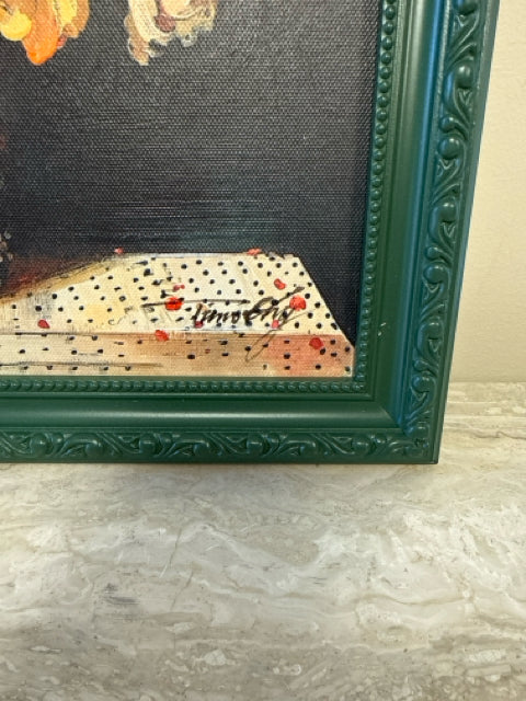 Green Framed Still Life Painting