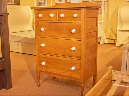 Solid Birch 5 Drawer Chest with Back Splash Top
