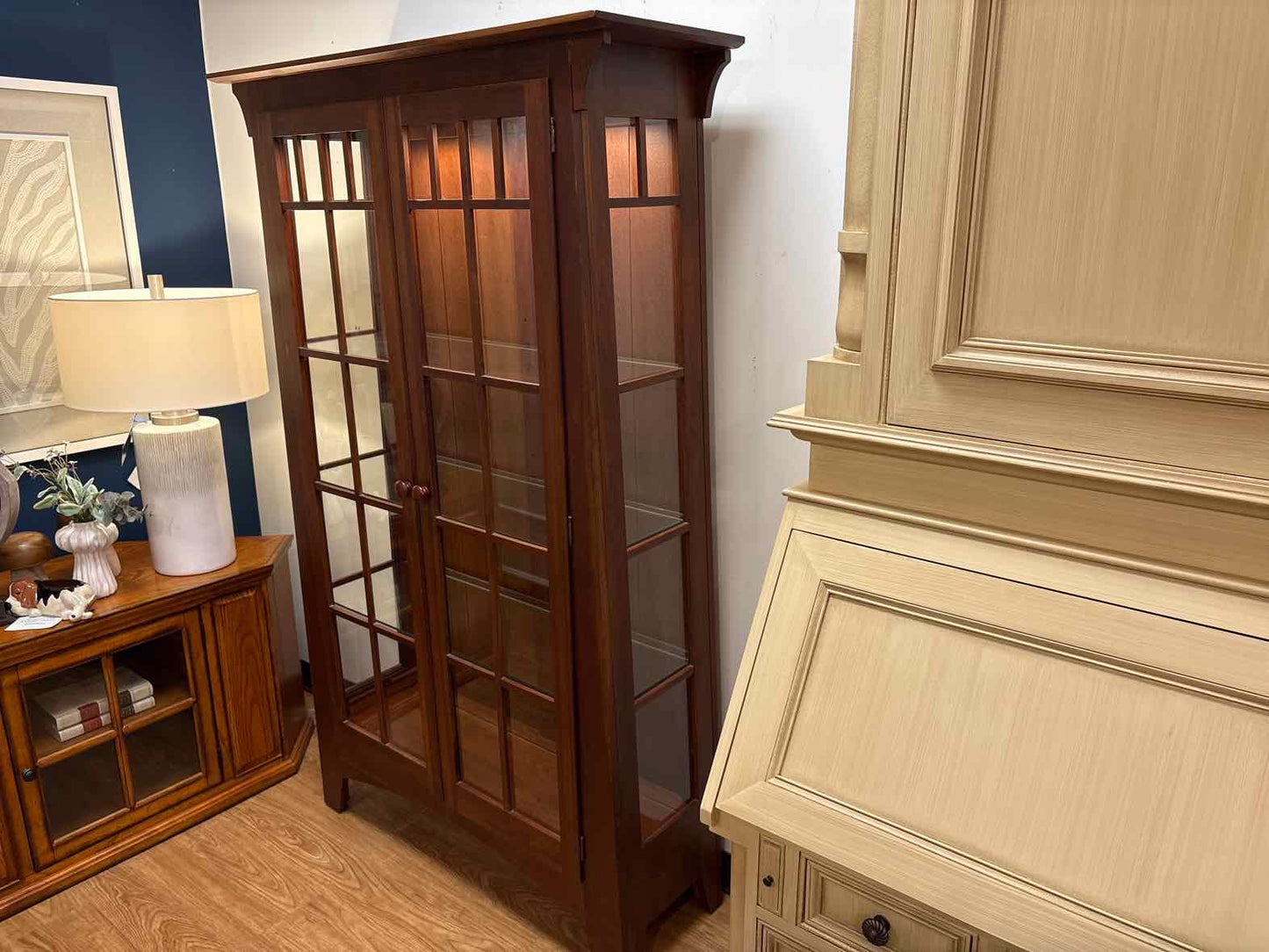 Ethan Allen Arts & Crafts Cherry Display Cabinet