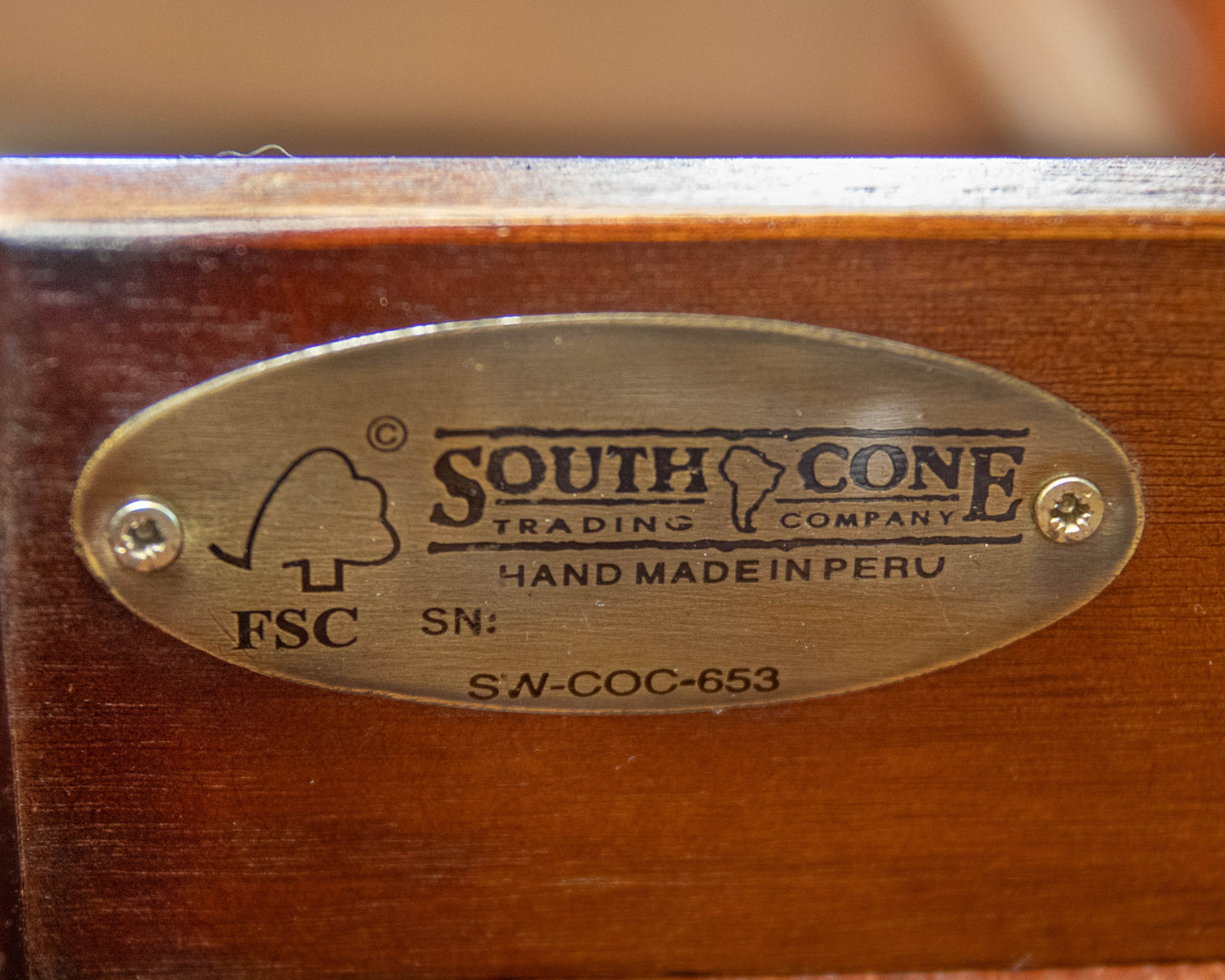 Southcone .Mahogany 5 drawer Executive  Desk with Leather Inlay Top