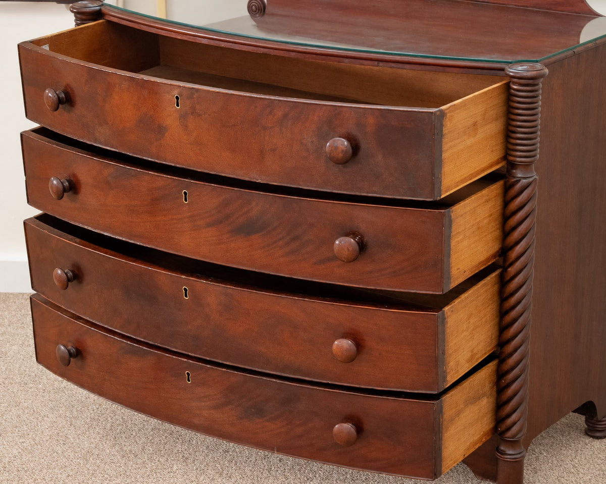 Crotch Mahogany "Sheraton Style" 4 Drawer Chest