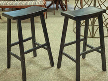 Pair of Black Finsh Saddle Seat Bar Stools